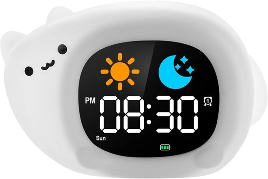 Digitaler Wecker Für Kinder – Schlaftrainer-nachtlicht – Hilft Kindern Beim Einschlafen – Sonnenaufgangssimulation – 10,5 Cm Breit – Katze