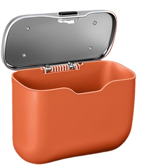 Auto-mülleimer – Abfallbehälter Fürs Auto – Hält Das Auto Sauber – Mit Deckel – 17 X 14 X 10 Cm – Orange