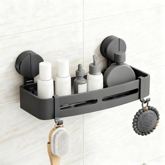 Duschablage Mit Saugnäpfen – Badezimmer-organizer Ohne Bohren – Edelstahl/aluminium – 28 Cm Breit