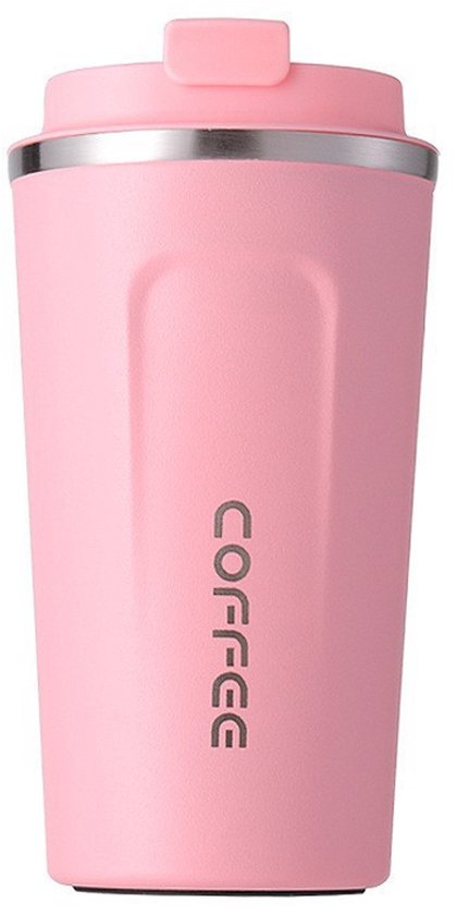 Tragbarer Kaffeebecher/thermoskanne/teebecher Aus Hochwertigem Edelstahl – 380 Ml, Rosa