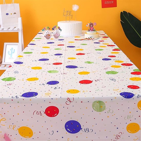 Einwegtischdecke – Plastiktischdecke – Festliche Dekoration – Wasserfester Peva-kunststoff – 137 X 274 Cm – Ballon