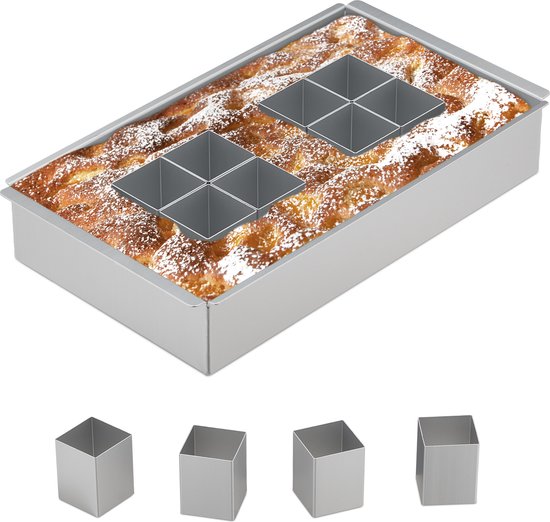 Kuchenform Mit Zahlen Und Buchstaben – Mit Quadraten – Verstellbar – Aluminium – 31,5 X 18 Cm