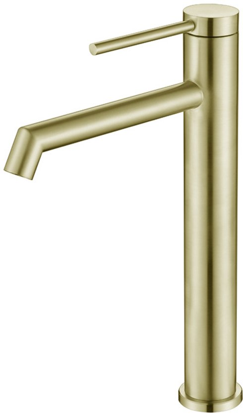 Waschtischarmatur – Hoch, Gebürstetes Gold, Einhebelmischer, Warm-/kaltwasser Einstellbar