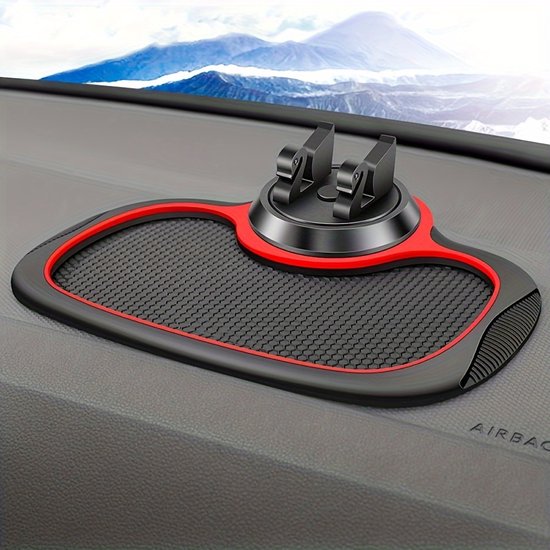 Multifunktionale 3-in-1-antirutschmatte. Geeignet Fürs Auto, Mit Drehbarer Handyhalterung, Versteckter Kennzeichenhalterung Und Staufach.