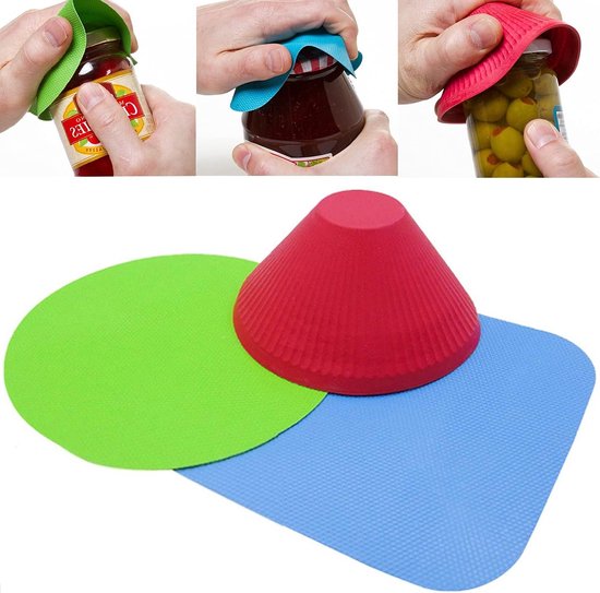 Multifunktionaler, Wiederverwendbarer Gummi-glasöffner Und Flaschenverschlussöffner, 3er-set Zum Einfachen Öffnen Von Gläsern Und Flaschen