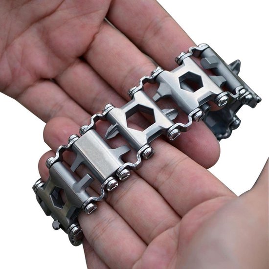 Multifunktionales Outdoor-werkzeugarmband – Schraubendreher, Dosenöffner, Flaschenöffner, Schraubenschlüssel – 29-in-1-armband Aus Edelstahl – Tragbar – Überlebensausrüstung