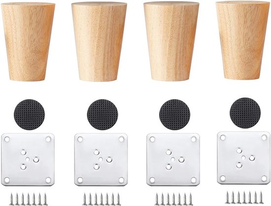 4 Stück 6 Cm Hohe Möbelbeine Aus Holz, Gerade Beine Für Sofa, Tisch, Bett Und Andere Möbel, Langlebig Und Stilvoll
