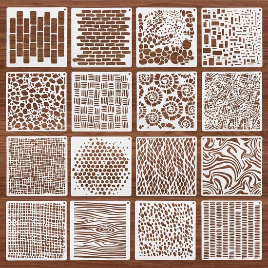 Geometrische Schablonen – 16-teiliges, Wiederverwendbares Schablonenset Zum Basteln, Strukturieren Und Malen An Wänden
