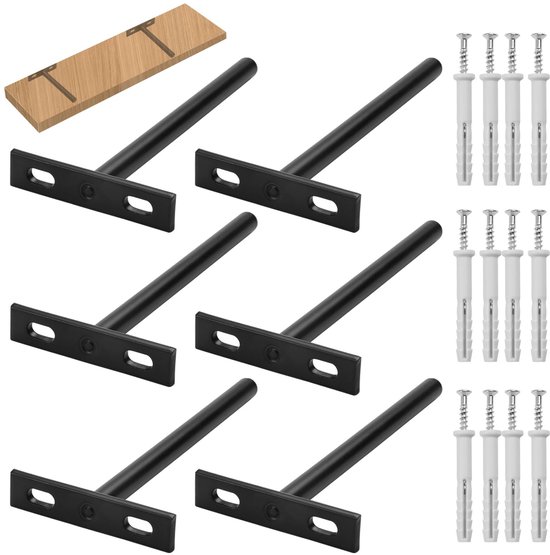 Unsichtbare Metall-regalträger 128 Mm – Wandregalhalterungen – 6er-set – Inklusive Schrauben Und Dübeln