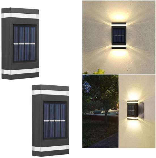 2 Solar-wandleuchten – Wasserdichte Außenbeleuchtung Für Terrasse, Garten, Villa Oder Außenwand – Warmes Licht
