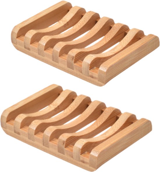 2 Stück Ausgehöhlte Seifenschale Aus Bambus Mit Abflussloch Seifenschale Fürs Badezimmer 11,5 X 8 X 2,2 Cm Holzfarbe