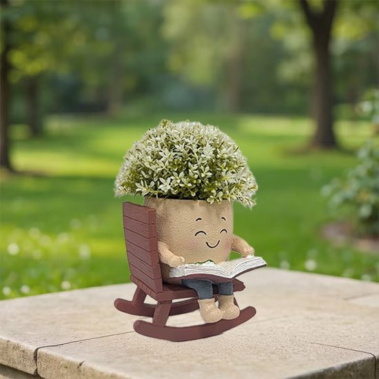 Blumentopf In Form Eines Schaukelstuhls Mit Einem Lächelnden Gesicht Niedliche Pflanztöpfe Für Drinnen Und Draußen Einzigartige Töpfe Für Ideal