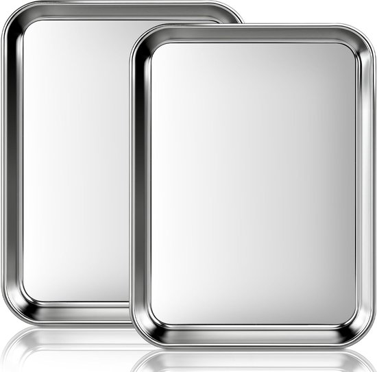 Zweiteiliges Backform-set Aus Edelstahl - Eine Backform (18,5 X 13,5 X 2 Cm) - Gesund, Ungiftig, Leicht Zu Reinigen, Spülmaschinenfest.