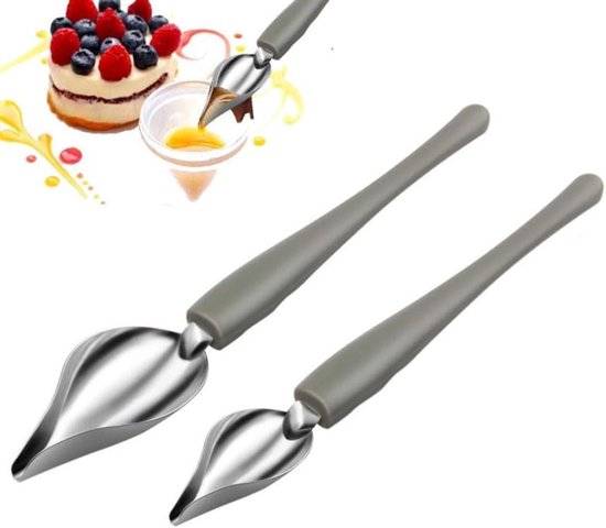 2 Spitze Saucenkellen Aus Edelstahl, Moderne, Präzise Dekorative Löffel Zum Dekorieren Von Tellern, Kuchen Und Desserts
