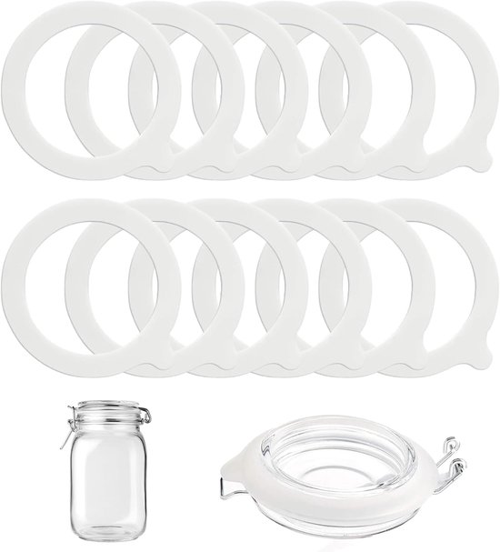 12 Ersatz-silikondichtungen, 95 X 73 Mm, Für Einmachgläser, Wiederverwendbar, Auslaufsicher, Mit Weithalsdeckel