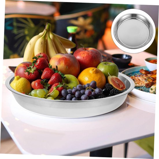 2er-set Vielseitige Runde Edelstahl-speiseschüsseln, Dampfschüsseln Für Zuhause Und Restaurant, 20 Cm Partyschüsseln, Edelstahlteller Für Zuhause