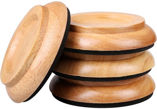4 Stück 5,6 Cm Klavierrollen, Holzrollen Für Hartholzböden, Bodenschoner Für Klaviere, Rutschfeste Beingleiter Mit Filzrückseite Für Möbel (naturholz)