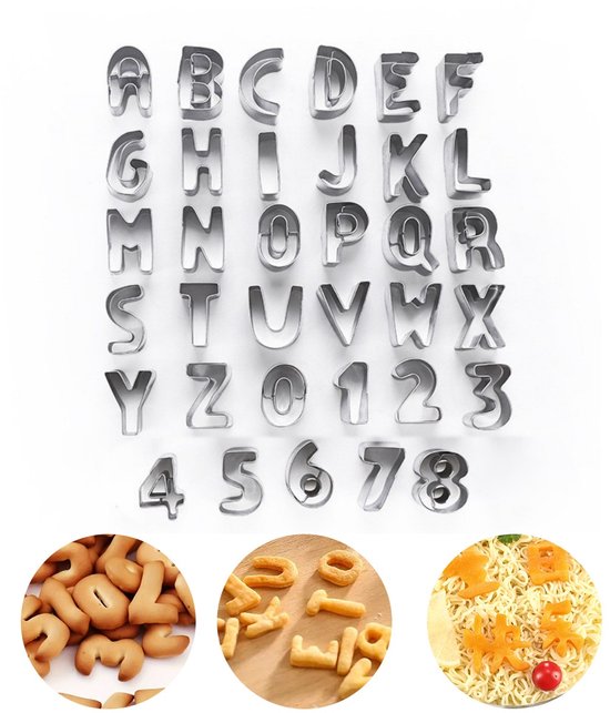 Ausstechformen Aus Edelstahl – Buchstaben- Und Zahlenformen – 35-teiliges Set – Keksformen