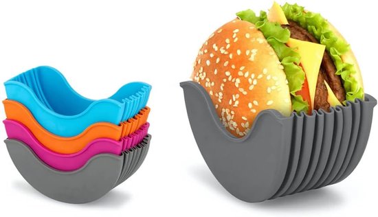 4 Silikon-hamburgerhalter Ausziehbarer Hamburgerhalter Wiederverwendbare Silikon-hamburgerbox Geeignet Für Hamburger-liebhaber Erwachsene Und