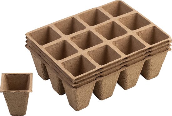Pflanztöpfe, 4 X 4 Cm, Praktisches Set Mit 48 Stück, Aus Zellstoff, Biologisch Abbaubar, Pflanztopf, Anzuchttopf