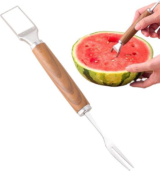 Gen Rico Portionierter Wassermelonenschneider 2-in-1-obstschneidewerkzeug Mit Gabel Küchenhelfer Aus Edelstahl Zum Schneiden Von Obst Für Und