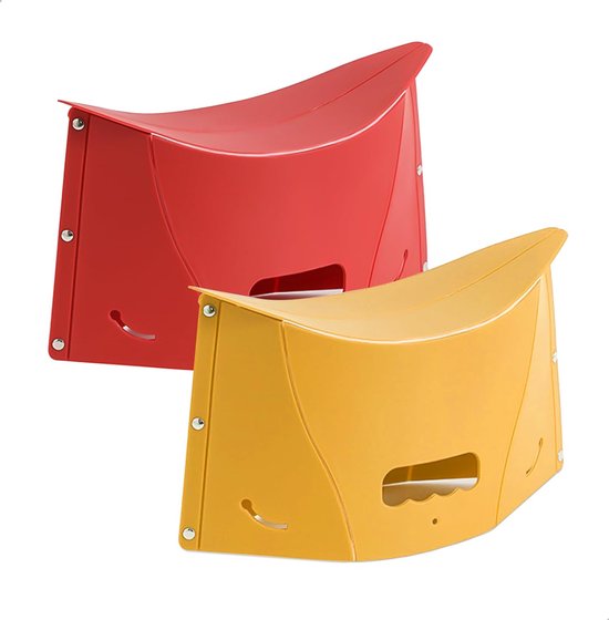 Klappbare Toilettenhocker, 2er-set, Multifunktional, Inklusive Aufbewahrungstasche, Ultradünn, Tragbarer Tritthocker Für Zuhause, Rot Und Gelb