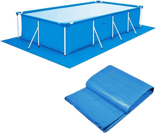 Poolbodenmatte 445 X 254 Cm Poolunterlage Schutzmatte Rechteckige Poolmatte Oberflächenschutz Für Rahmenpools Aufstellpools Planschbecken Und Blau
