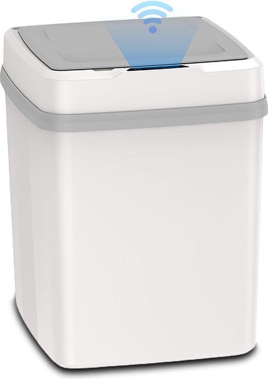 Sensor-abfalleimer 12 Liter Mit Deckel 3 Betriebsmodi Berührungsloser Abfalleimer Mit Bewegungssensor Soft-close-funktion Geräuscharm Und Weiß