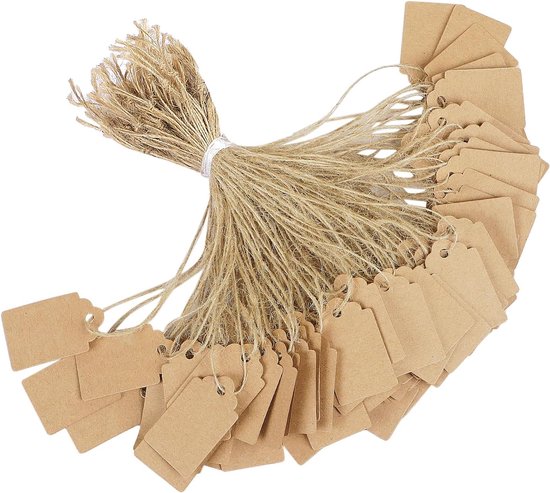 500 Braune Preisschilder Aus Kraftpapier Mit Angenähter Schnur – Beschreibbare Anhänger Für Kleidung, Schmuck Und Waren – 3,5 X 4,5 Cm