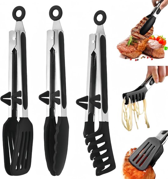 Küchenzange, 3er-pack, 27 Cm, Silikon, Mit Halterung, Sicheres Silikon, Bpa-frei, Rutschfest, Feuerfest, Maschinenwaschbar