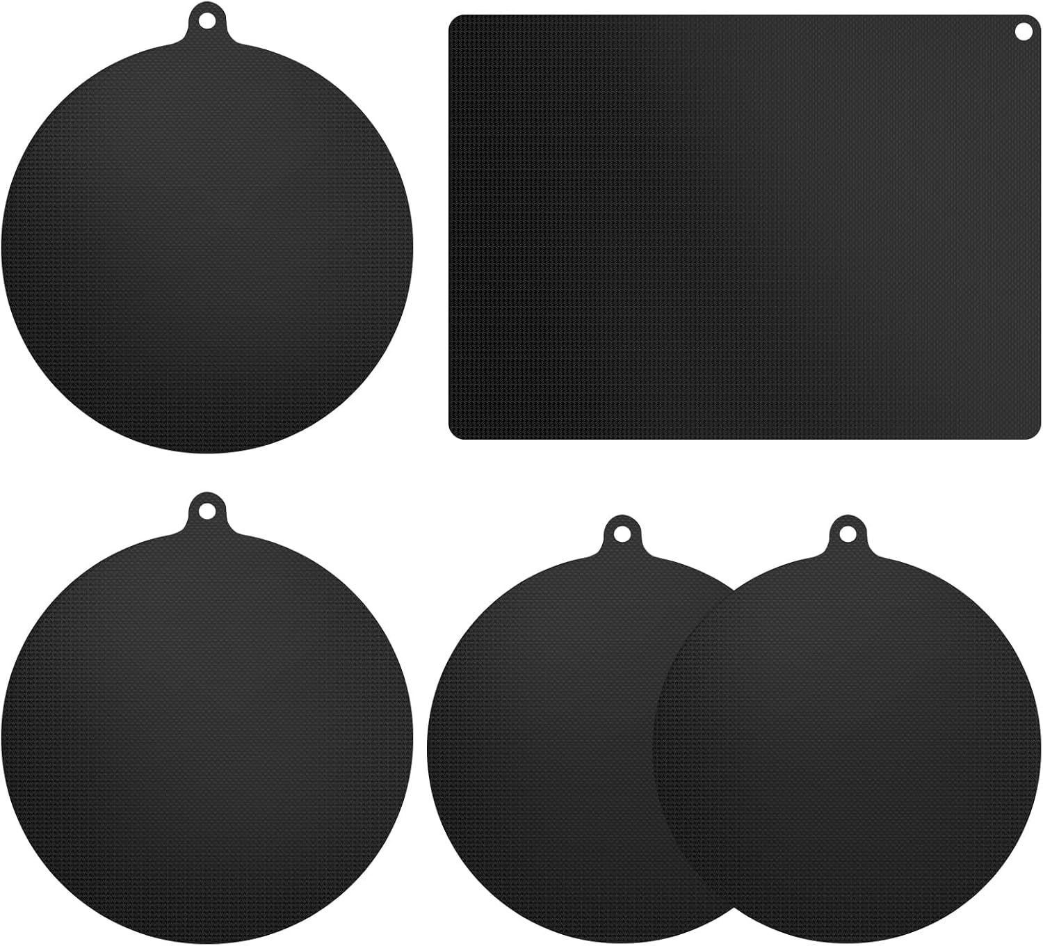 5-teilige Silikon-induktionskochfeldmatten, Induktionskochfeldschutz, Rund (22/24 Cm), Rechteckig (35 X 25 Cm)