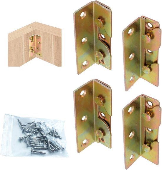 Stabile Bettscharnier-schienenhalterungen, Metall, Gelb Verchromt, 4er-set