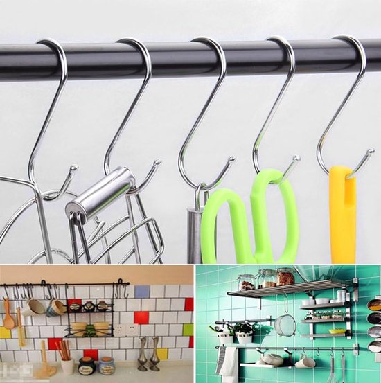 10 S-haken Aus Edelstahl, Dicke, Multifunktionale Horizontale Stange, S-haken Für Küche, Bad, Schlafzimmer, Hintertür
