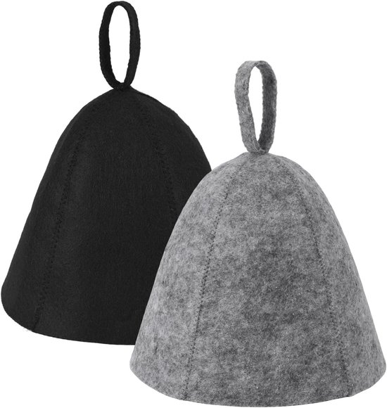 Saunahauben Für Damen Und Herren 2 Stück Russische Banja-saunahauben Aus Wollfilz Hoch Saugfähiges Unisex-saunazubehör Geschenkidee Für Grau Schwarz