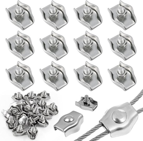 12 Stück M3 Drahtkabelklemmen Kabelclips Aus Edelstahl 304 Kabelklemme M3 Kabelklemmen 3 Mm M3 Kabelklemmen Zur Befestigung Von Stahlseilen Und W