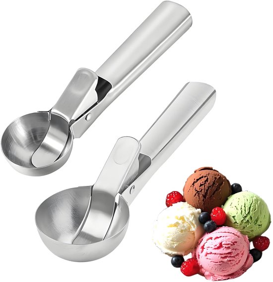 Gourmet-eiscremelöffel Verschiedene Größen 2 Stück Antihaftbeschichteter Edelstahl-eiscremelöffel Praktischer Eiswürfelspender Für Eiskugeln Und