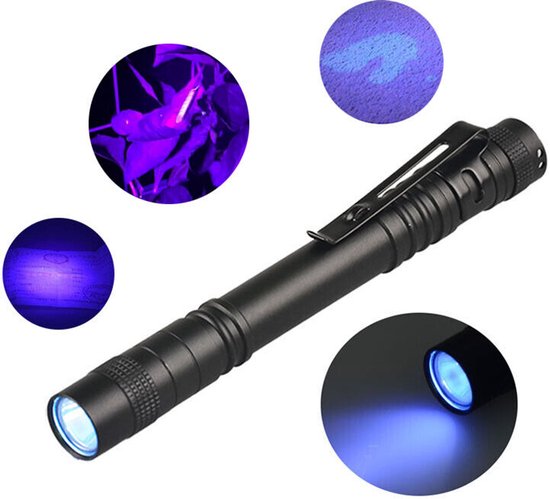 Tragbare 395nm Uv-schwarzlicht-led-taschenlampe, Clip-on-taschenlampe