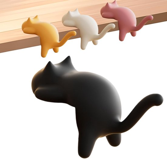 4-teiliges Katzen-schreibtischhaken-set – Abnehmbare Clips Für Kabelmanagement Und Aufbewahrung – Organizer Für Küche, Bad Und Büro