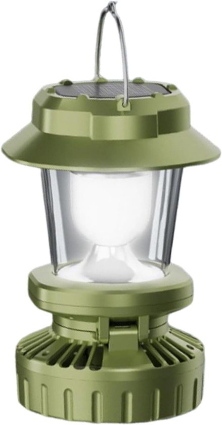 Solar-campinglaterne Usb-aufladbare Arbeitsleuchte Mit Ventilator Faltbare Wasserdichte Hängelampe Für Camping Notfälle Garten Terrasse Zelt Und