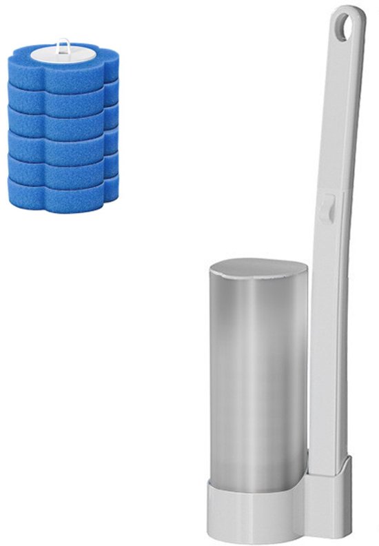 Wiederverwendbares Toilettenbürsten-set Und Toilettenbürstenköpfe (enthält 6 Blaue Ersatzbürstenköpfe)