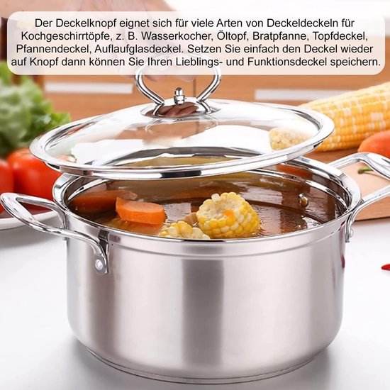 5-teiliges Set Topfdeckelknöpfe – Universelle Topfdeckelgriffe – Hitzebeständig – Inkl. Schrauben – Geeignet Für Topfdeckel Mit Loch