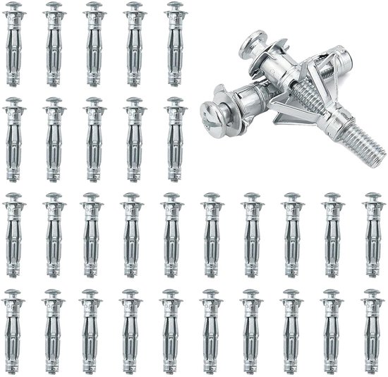 Hohlwanddübel – Metall-spreizdübel – Spreizmuttern-set 30 M6 X 52 Mm – Ideal Für Hohlwände, Gipskartonplatten, Spanplatten Und Sperrholzplatten