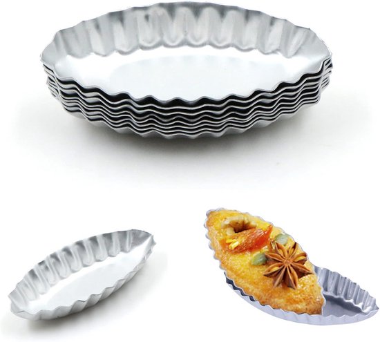 Allecto Plus Eierkuchenform 8-teiliges Wiederverwendbares Bootsförmiges Backblech Aus Metall Mini-antihaft-muffinform Für Cupcakes Pudding Kuchen