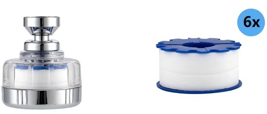 Wasserfilterhahn – Trinkwasserreiniger – Ausgestattet Mit 6 Pp-baumwollfilterkartuschen – 360° Drehbar – 7 X 5,5 Cm