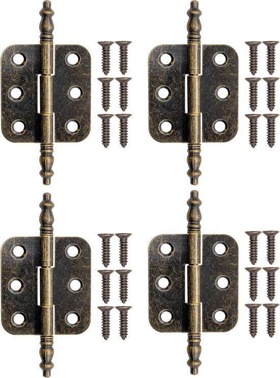 Vier Bronzefarbene Scharniere Für Klappschranktüren, Eisenscharniere, Geeignet Für Schubladen Und Kommoden, 70x35 Mm, Inklusive Schrauben.