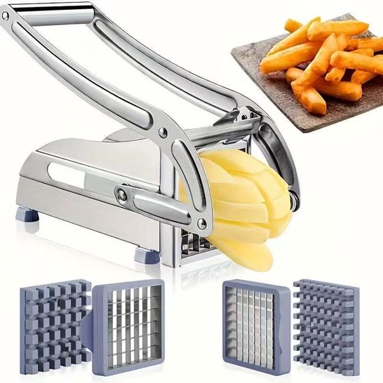 Kartoffelschneider Aus Edelstahl Pommes Frites Schneider Gemüseschneider 2 Klingen Handgerät Mit Griff Schneidet Mühelos 9 Mm Und 12 Mm Breite Ge