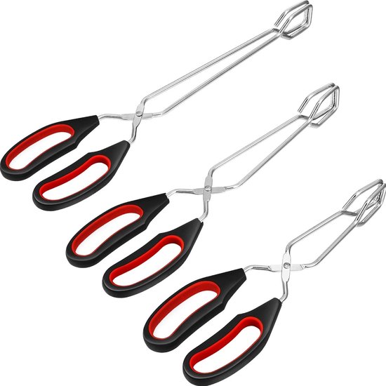 3er Pack Küchenzangen Set Aus Edelstahl 9/11/12 Zoll Hitzebeständige Schere Silikongriff Und Grillwender Universell Zum Kochen, Backen, Brot Und