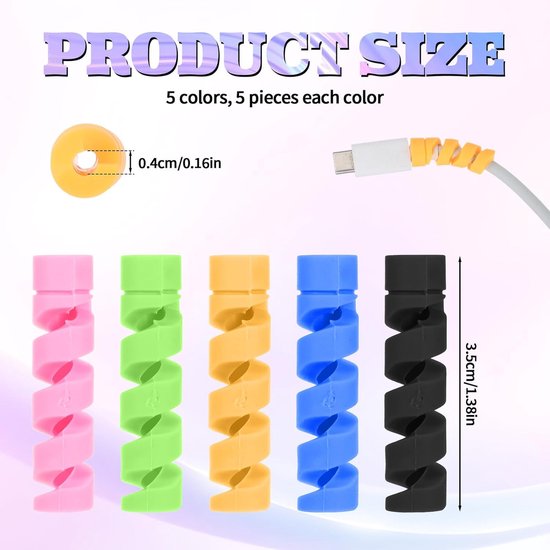 20 Stück Schutzhülle Für Datenkabel Kabelschutzhülle Bruch Und Knickfest Silikon Geeignet Für Datenkabel Von 2 5 4 Mm Schwarz Blau Grün Pink Gelb 2,5