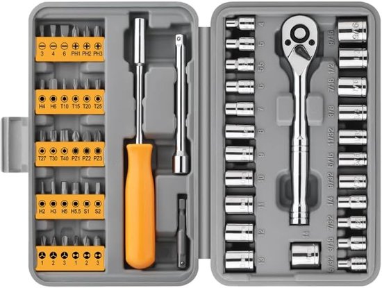 Steckschlüsselsatz – 57-teiliger Metrischer Steckschlüsselsatz, Ausdreher- Und Bohrer-set, Magnetischer Steckschlüsselsatz