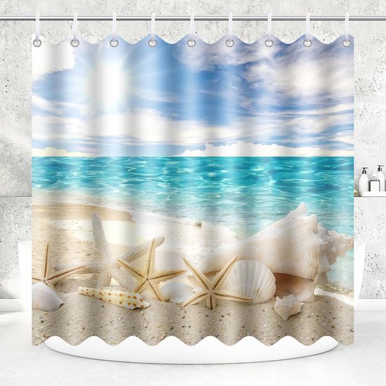 Duschvorhang Im Ozean-stil, 180 X 200 Cm – Wasserdicht, Waschbar Und Schimmelresistent